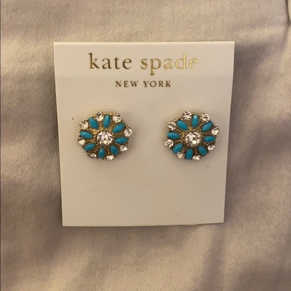 Blue & Crystal Kate Spade Studs / Post Earrings - Picture 4 of 7